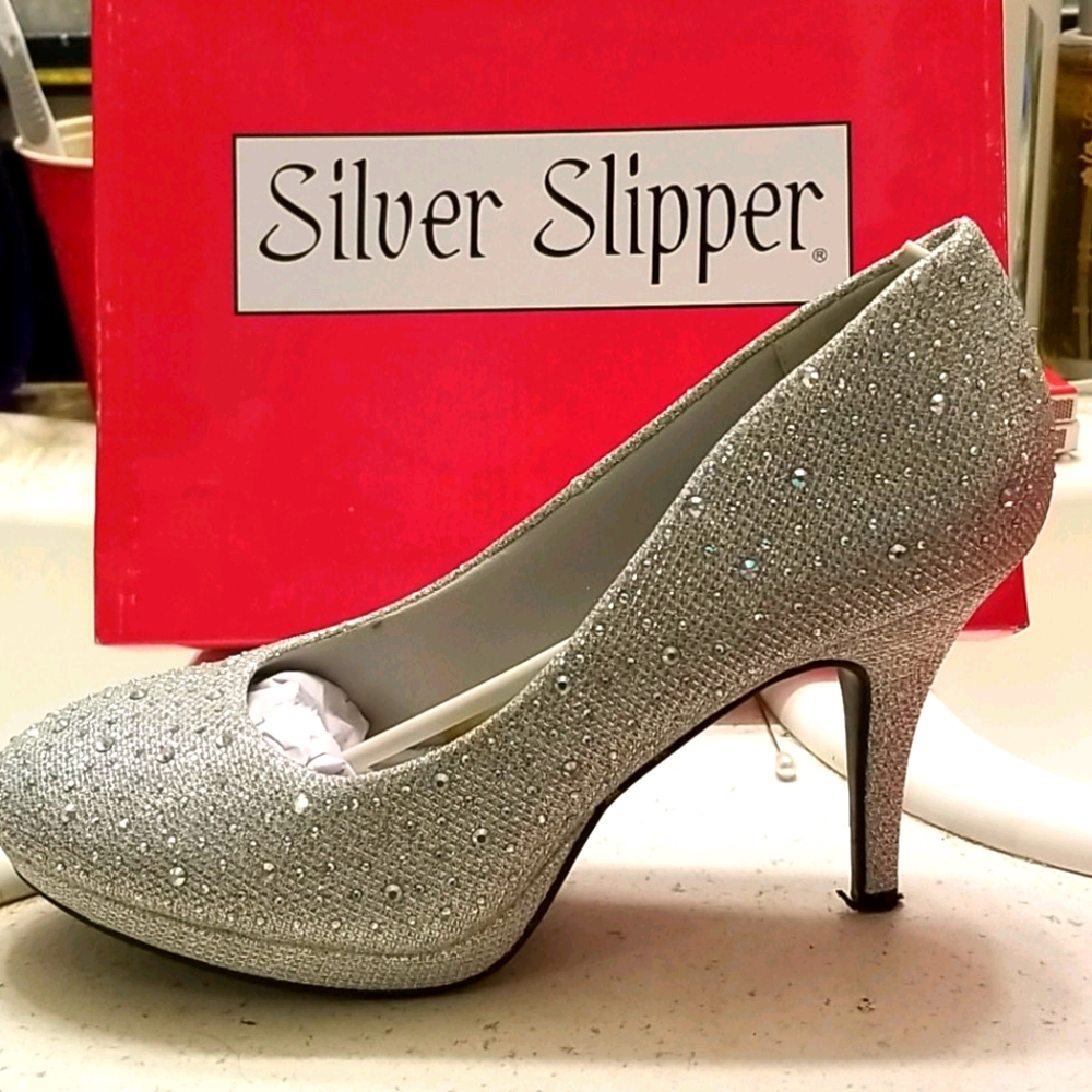 Sparkly Silver Heels